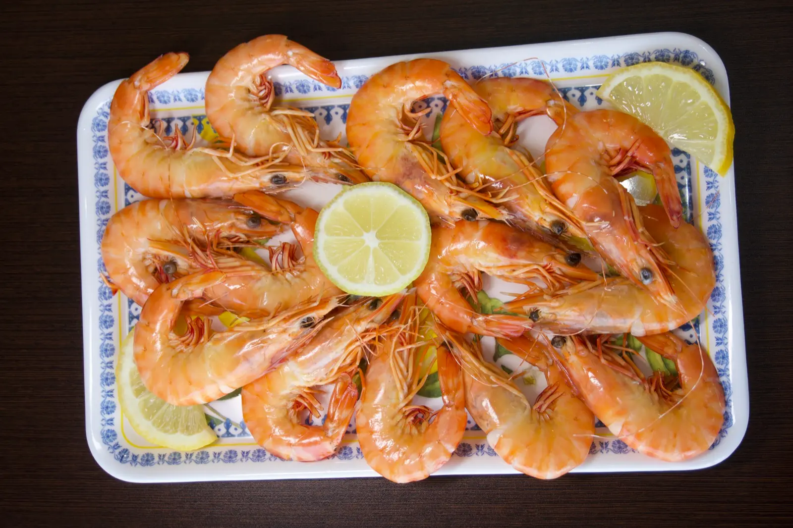 Gambas cozidas vistas de cima