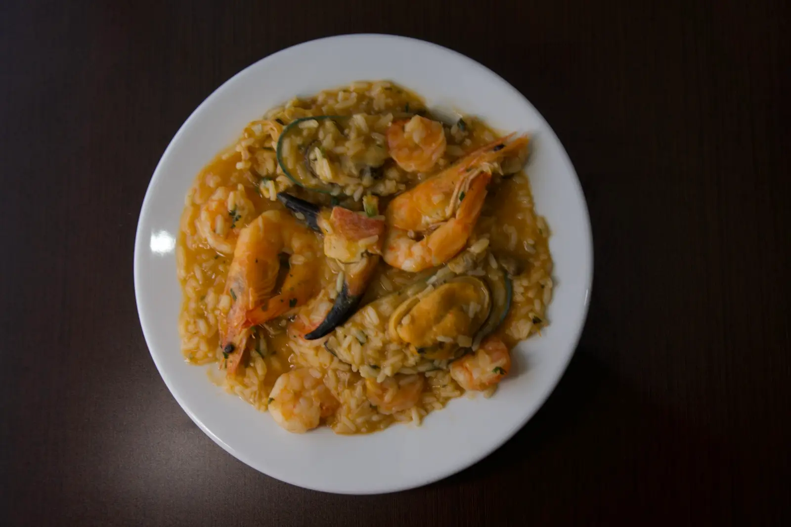 Arroz de marisco visto de cima